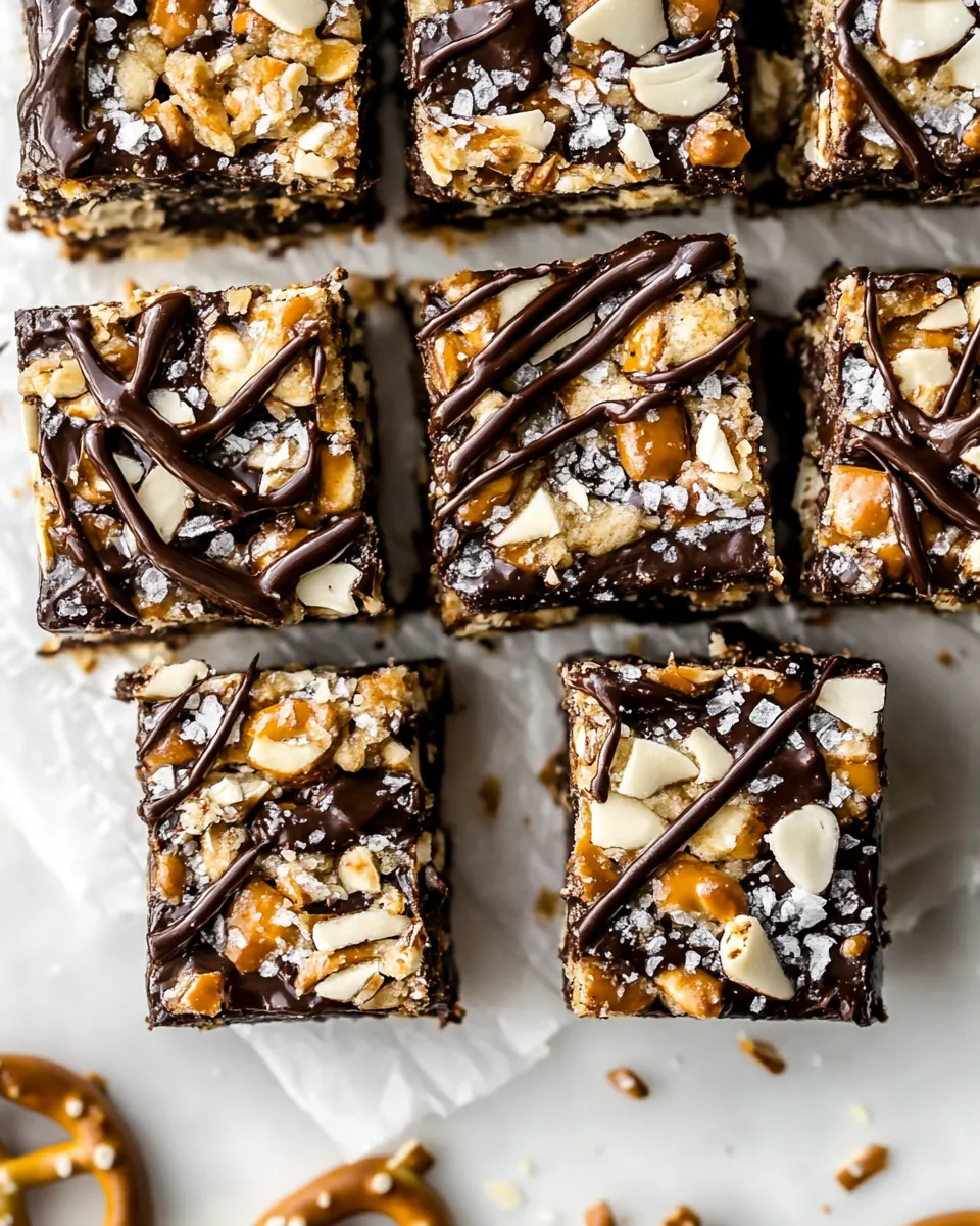 Easy Salted Pretzel Magic Bars. food shot