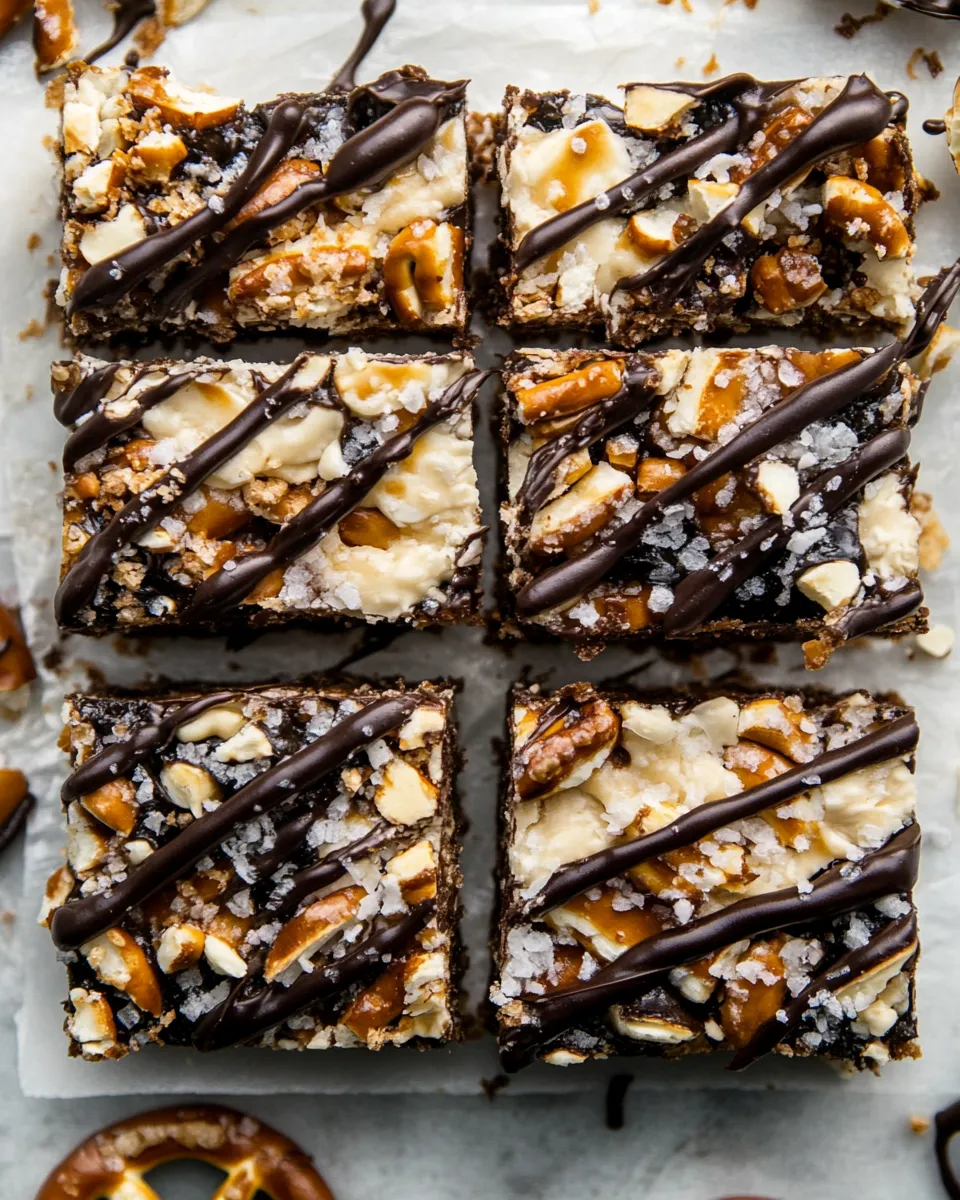 Delicious Salted Pretzel Magic Bars. plate image
