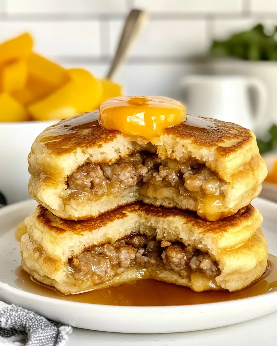 Homemade Sausage Stuffed Pancakes plate image