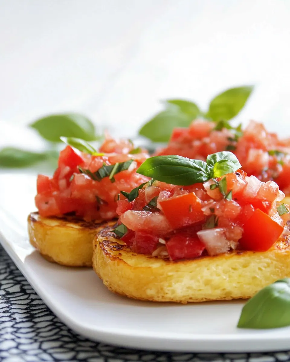 Classic Savory Eggless French Toast with Bruschetta dish photo