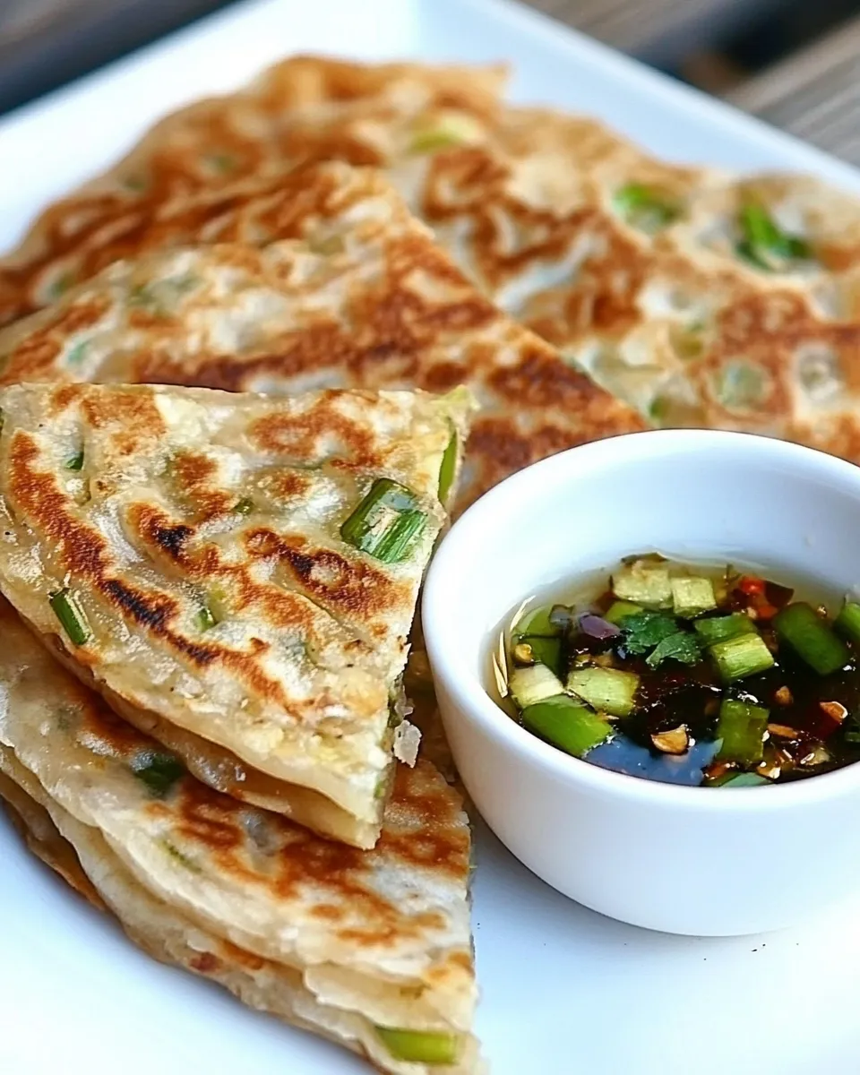 Homemade Scallion Pancakes with Ginger Dipping Sauce recipe photo