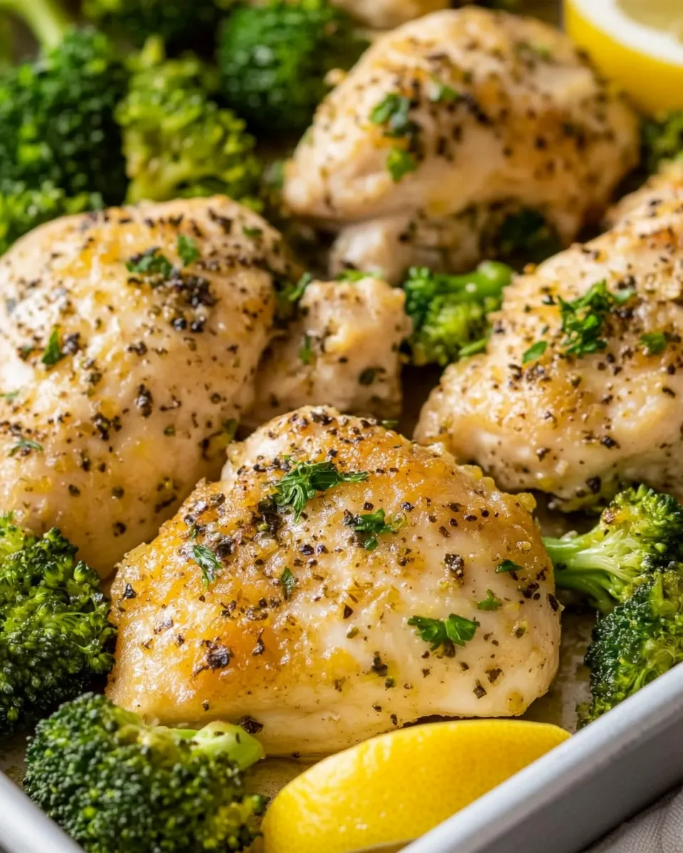 Easy Sheet Pan Lemon Chicken and Broccoli dish photo
