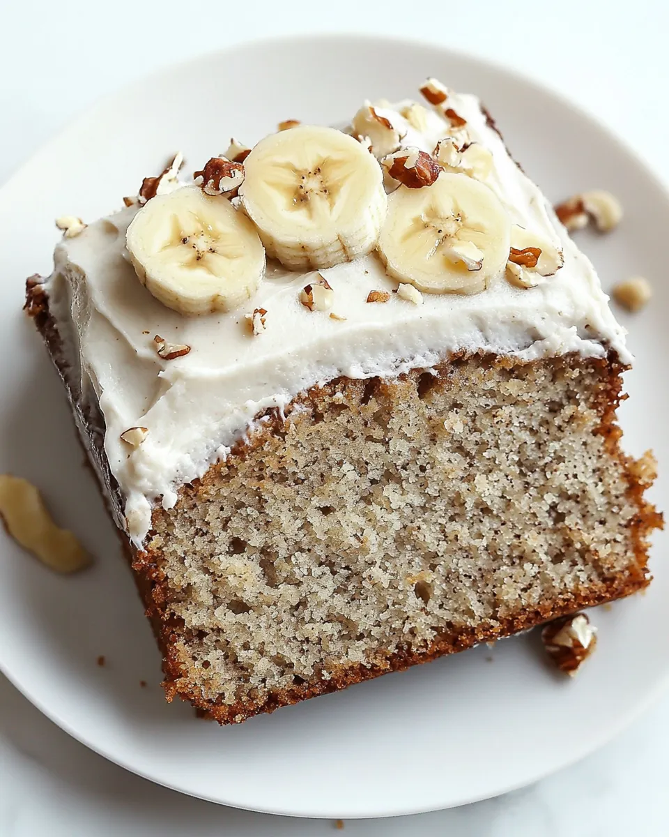 Easy Skinny Banana Cake with Maple Frosting food shot