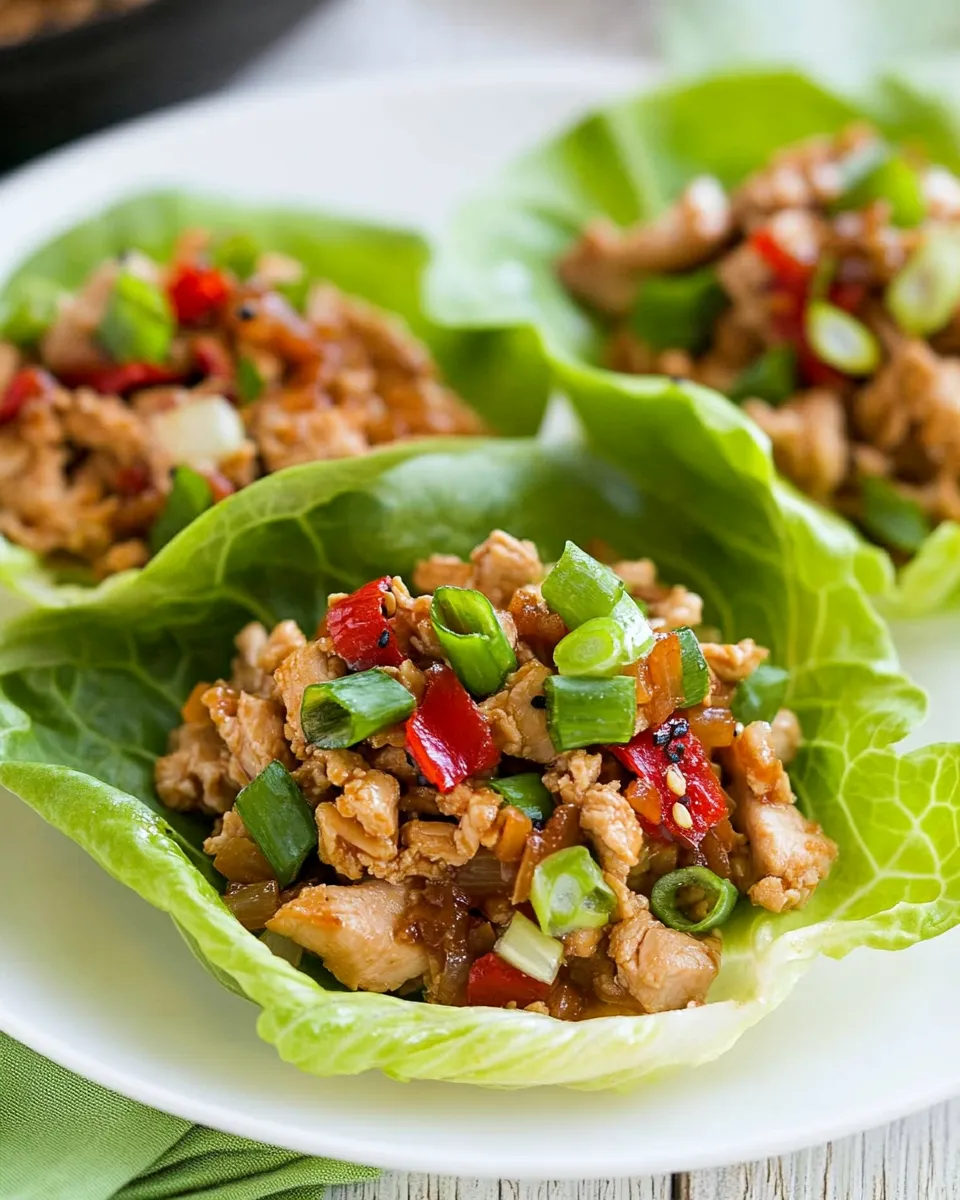 Easy Slow Cooker Asian Chicken Lettuce Wraps food shot
