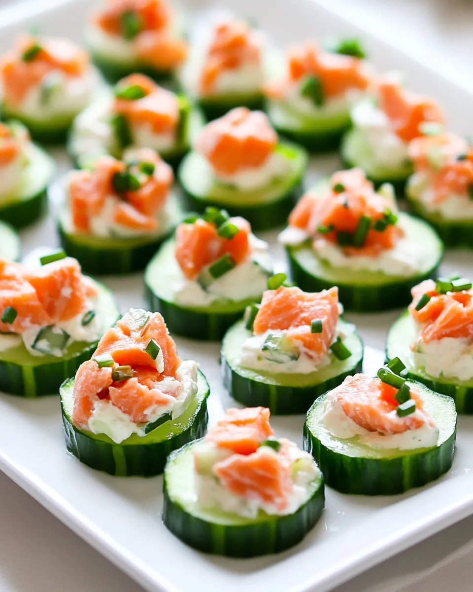 Easy Smoked Salmon Cucumber Bites food shot