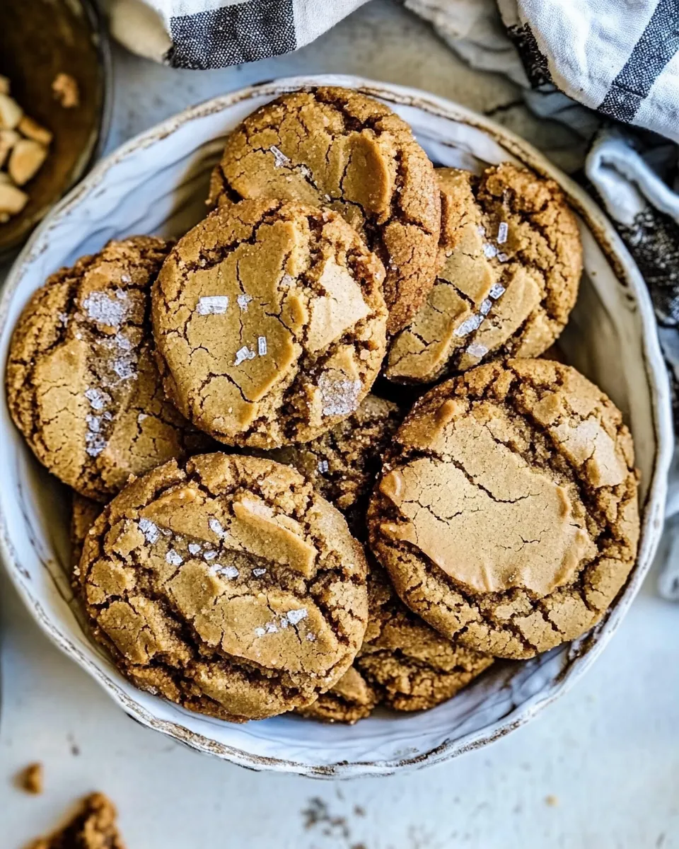 Homemade Soft and Crinkly Brown Sugar Peanut Butter Cookies. food shot