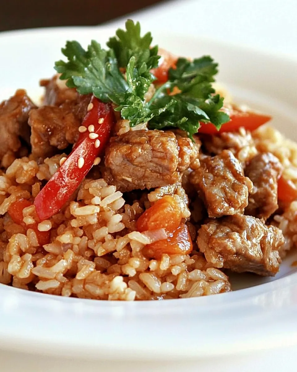 Classic Spicy Thai Beef and Jasmine Rice dish photo