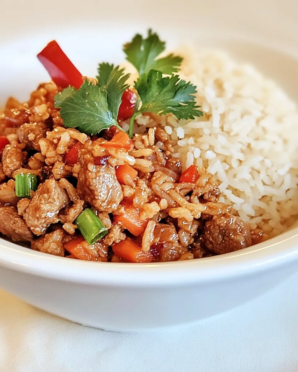 Easy Spicy Thai Beef and Jasmine Rice food shot