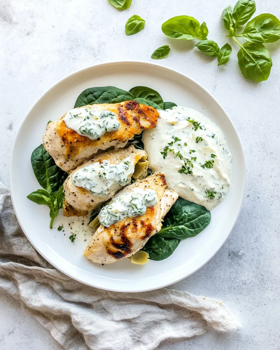 Healthy Spinach-Artichoke-Greek Yogurt Chicken image