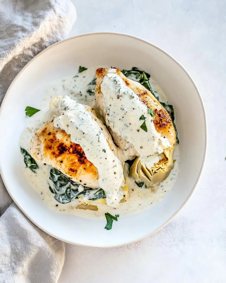 Quick Spinach-Artichoke-Greek Yogurt Chicken recipe photo