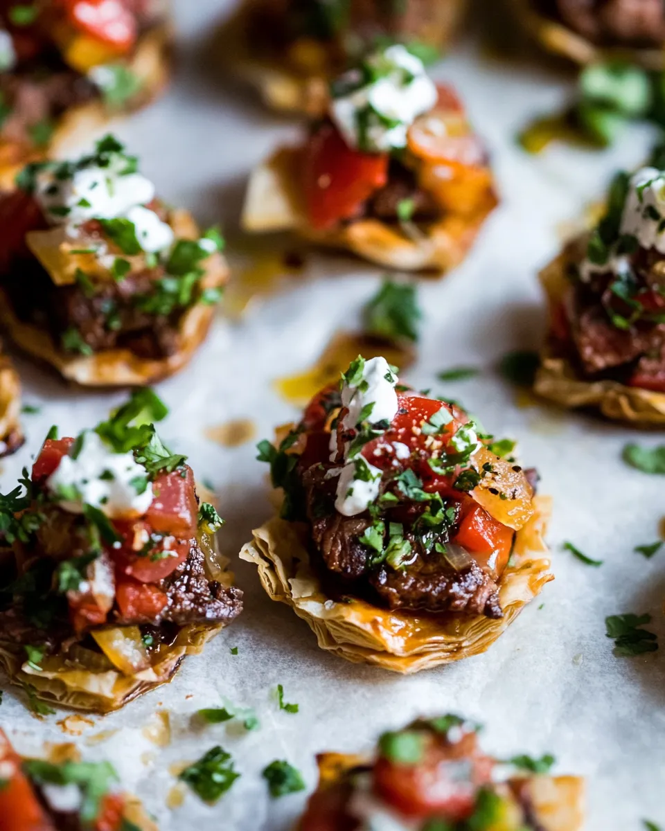 Savory Steak Fajita Phyllo Bites dish photo