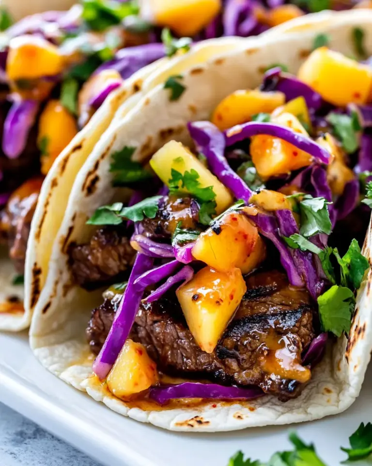 Homemade Steak Korean Tacos with Asian Pear Mango Slaw photo