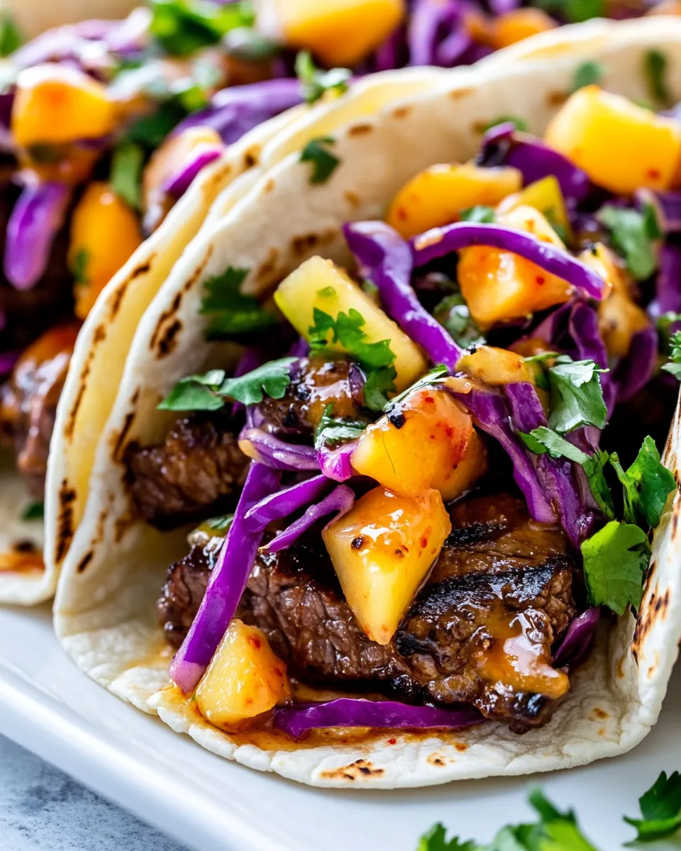 Homemade Steak Korean Tacos with Asian Pear Mango Slaw photo