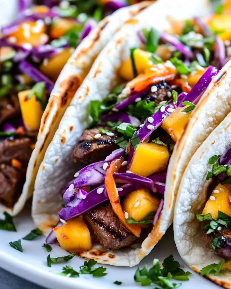 Classic Steak Korean Tacos with Asian Pear Mango Slaw image