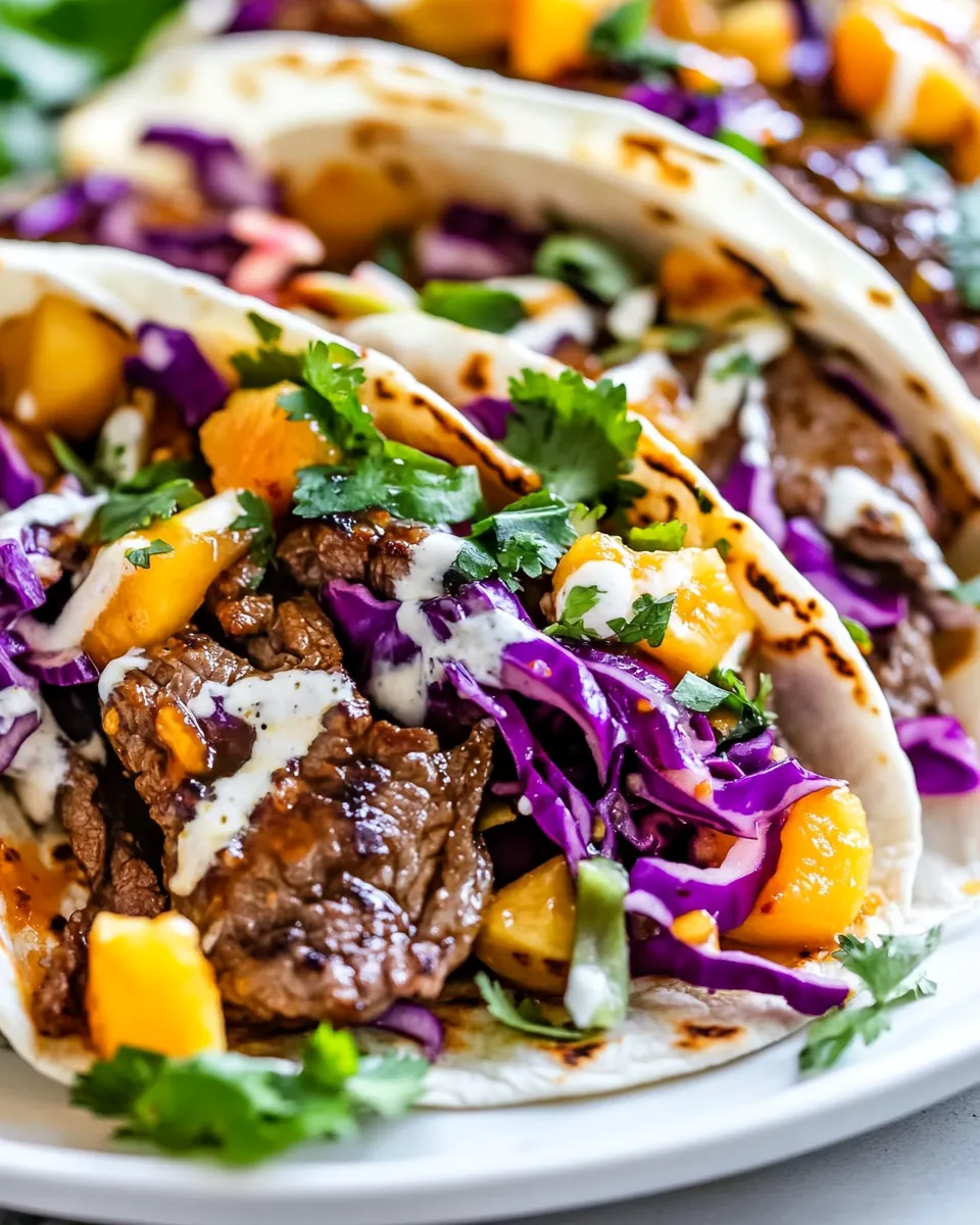 Easy Steak Korean Tacos with Asian Pear Mango Slaw recipe photo