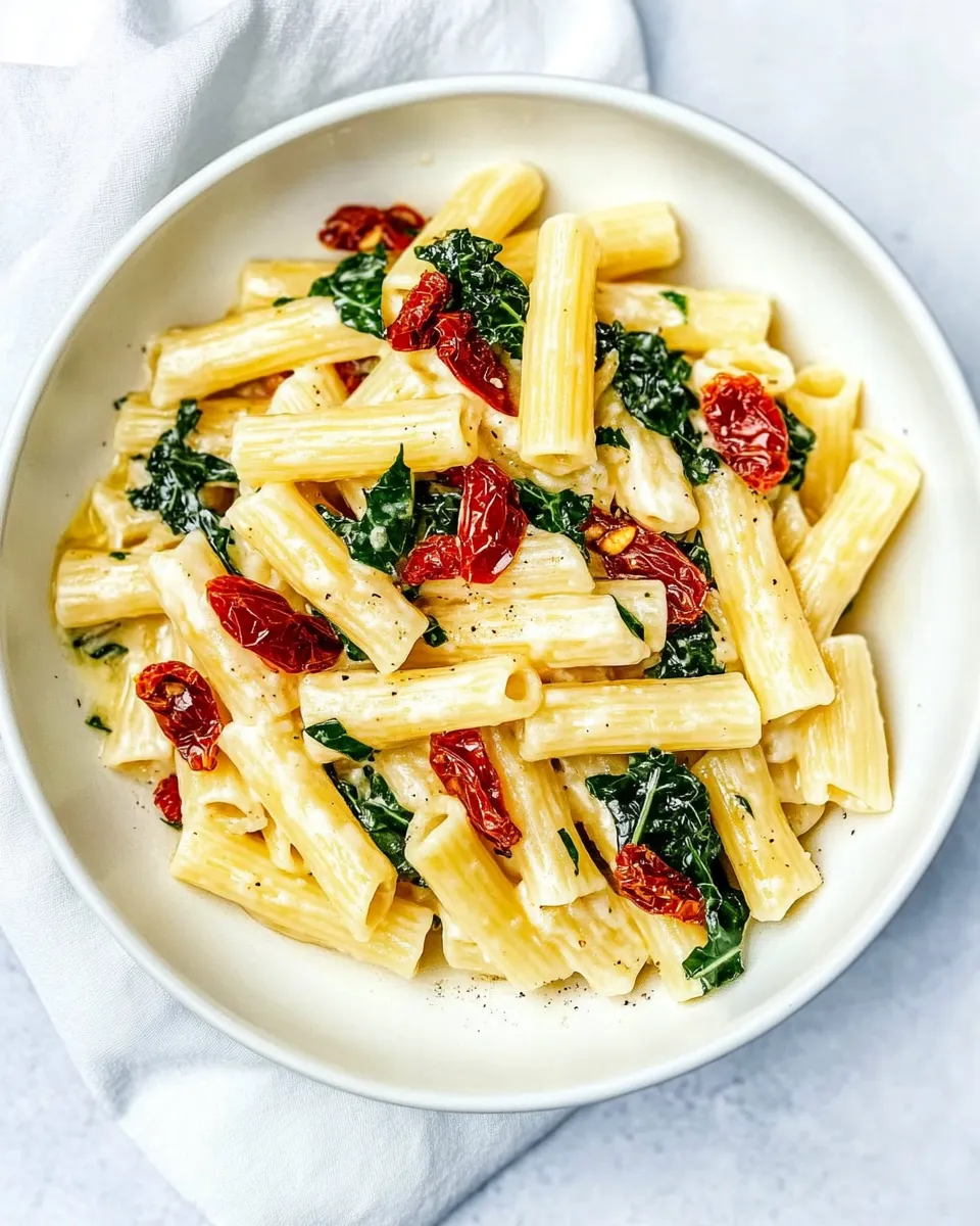 Classic Sun dried Tomato and Kale Pasta dish photo