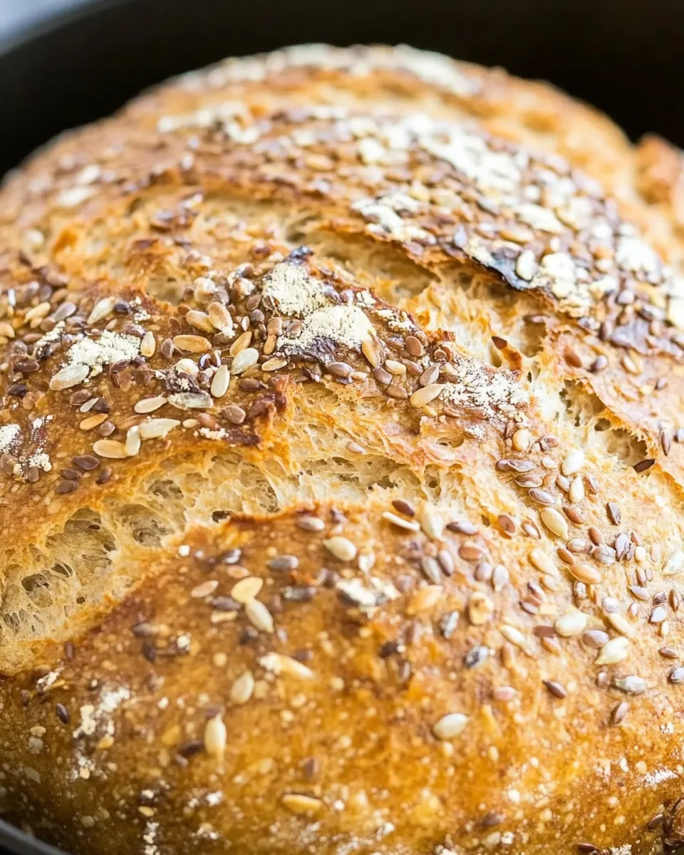 Homemade Sunflower and Flax Seeds Whole Wheat Cast Iron Bread recipe photo