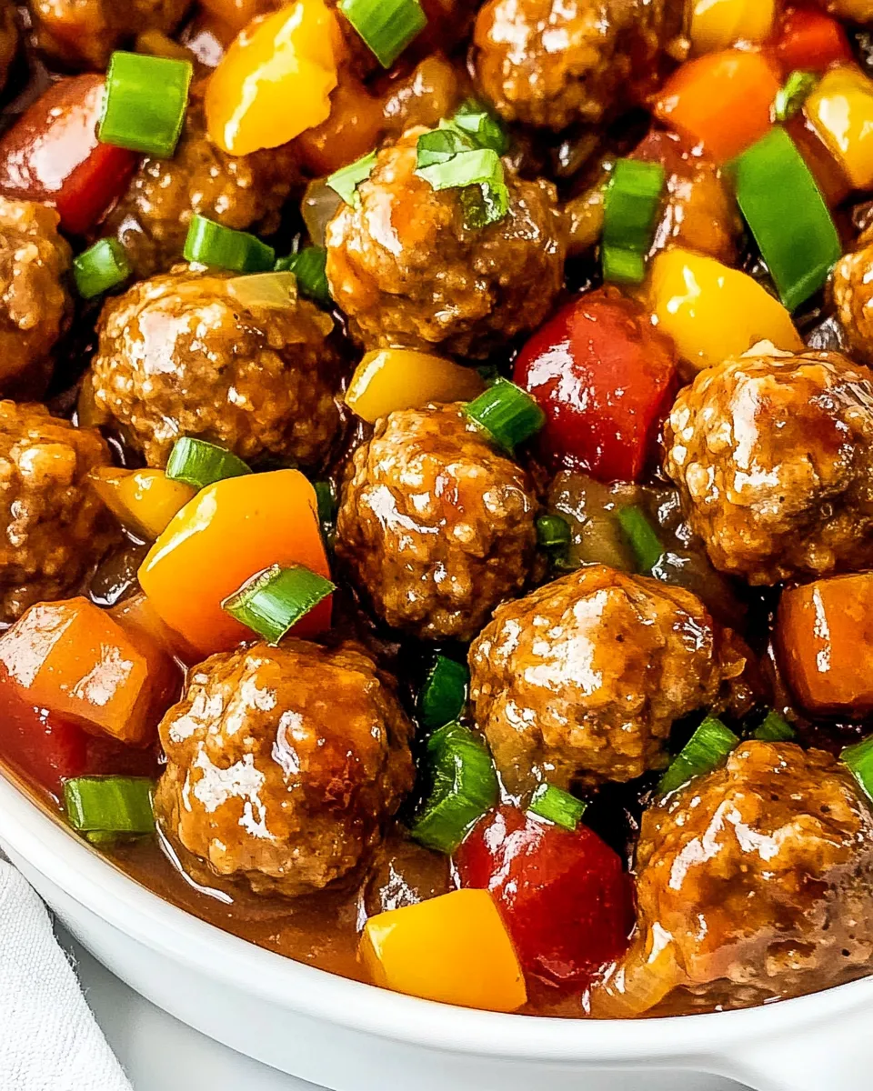 Delicious Sweet And Sour Meatballs plate image