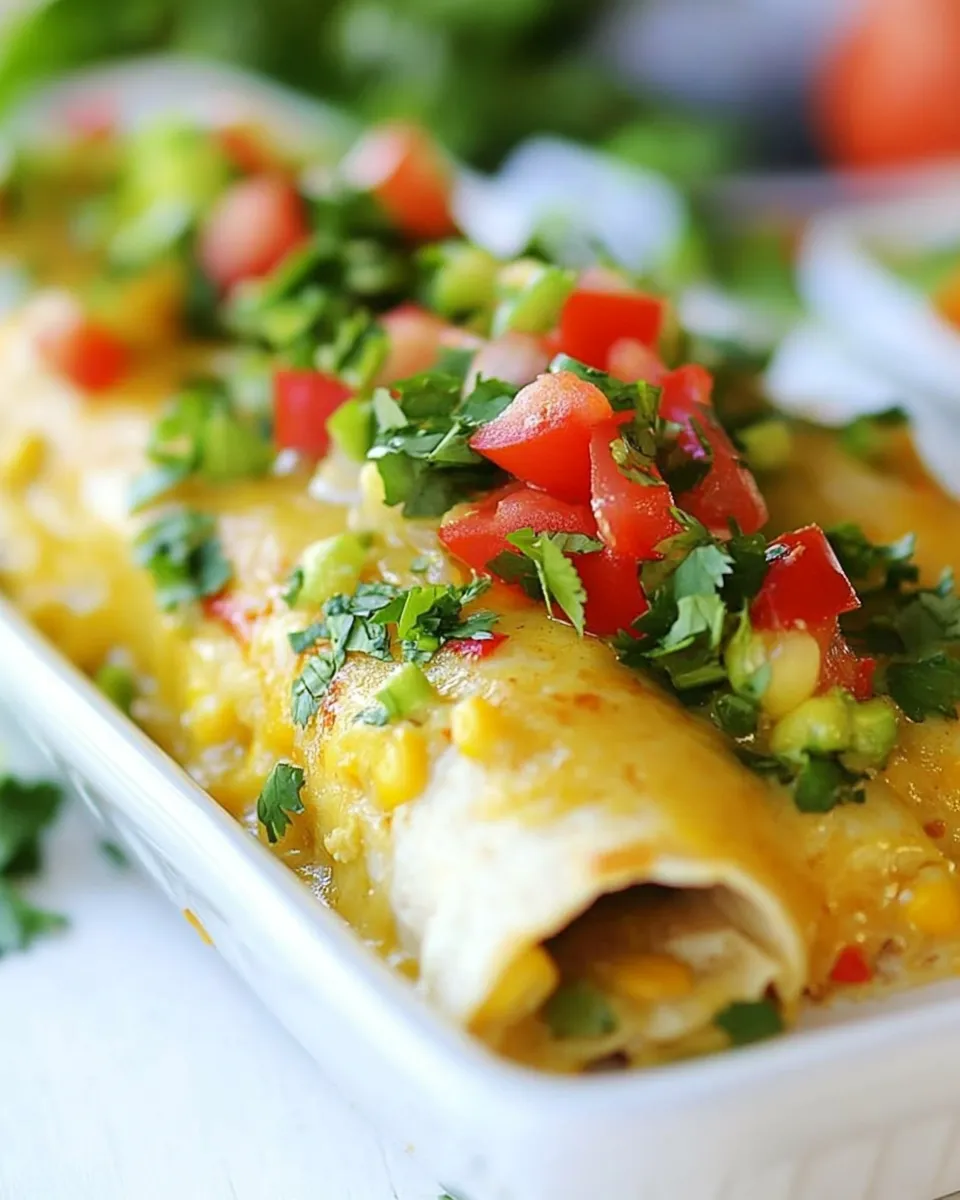 Delicious Sweet Corn and Chicken Enchiladas plate image