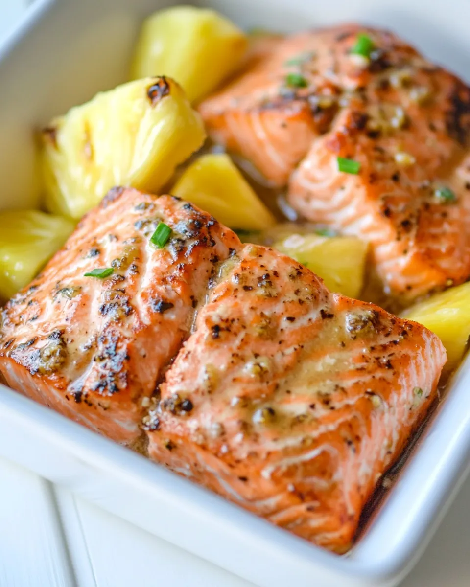 Delicious Sweet and Sour Salmon With Pineapple plate image