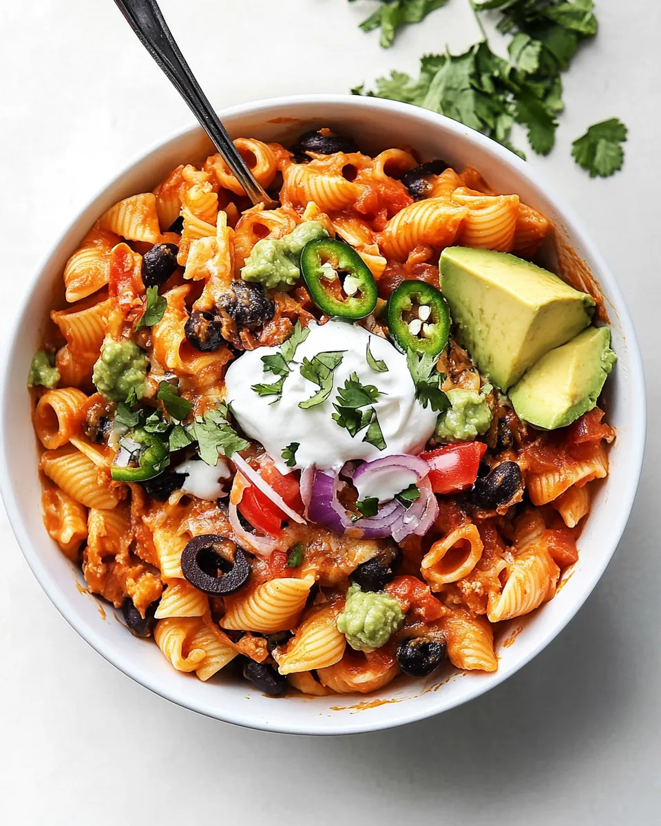Delicious Taco Pasta food shot