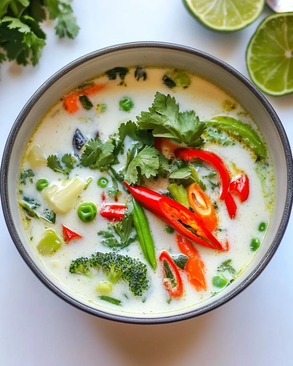 Homemade Thai Coconut Soup with Vegetables photo