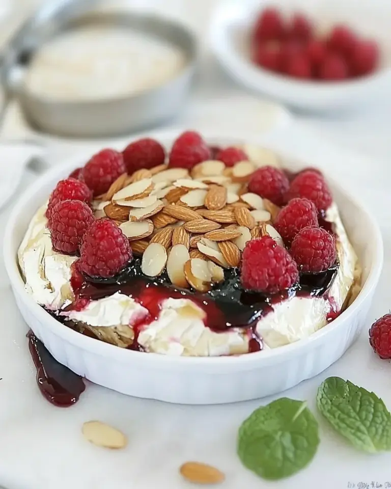 Homemade Toasted Almond Raspberry Baked Brie recipe photo