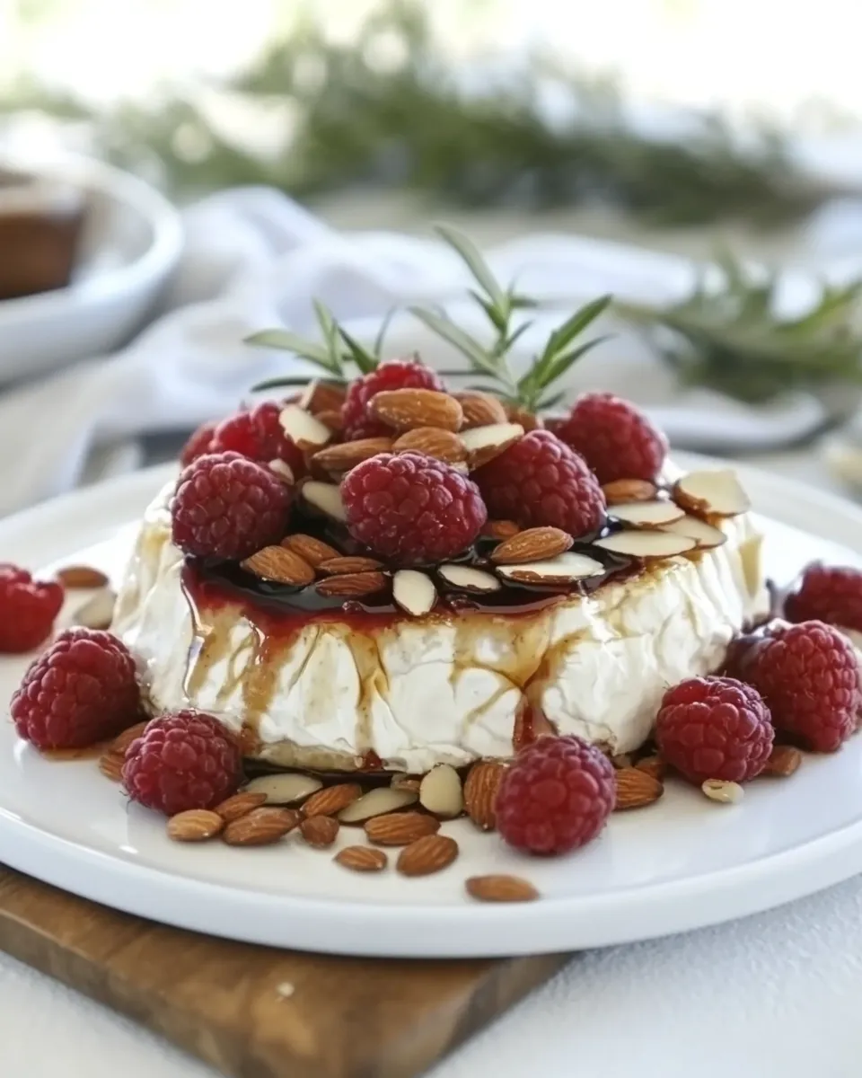 Delicious Toasted Almond Raspberry Baked Brie plate image