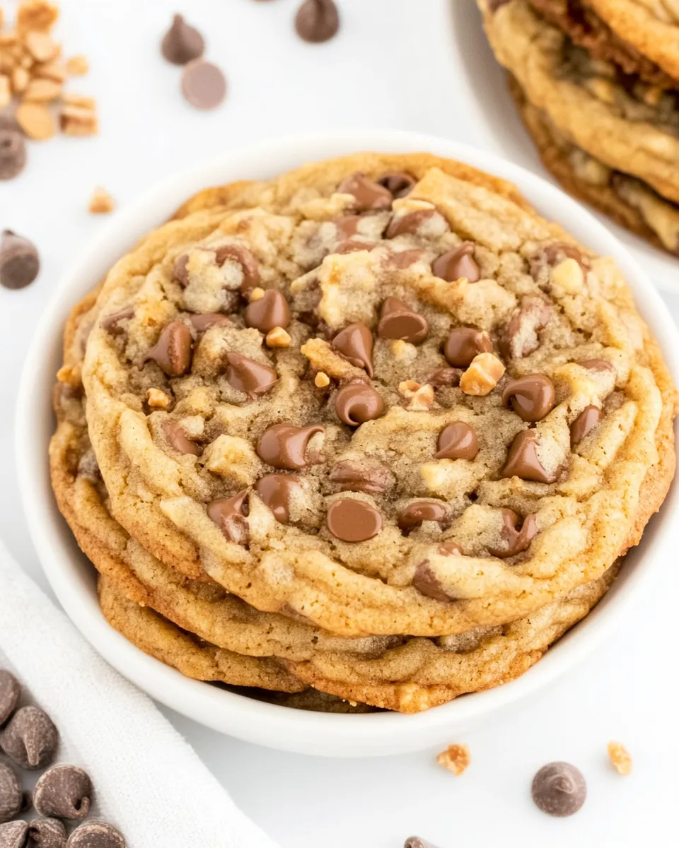 Easy Toffee Chocolate Chip Cookies (With Toffee Bits!) food shot
