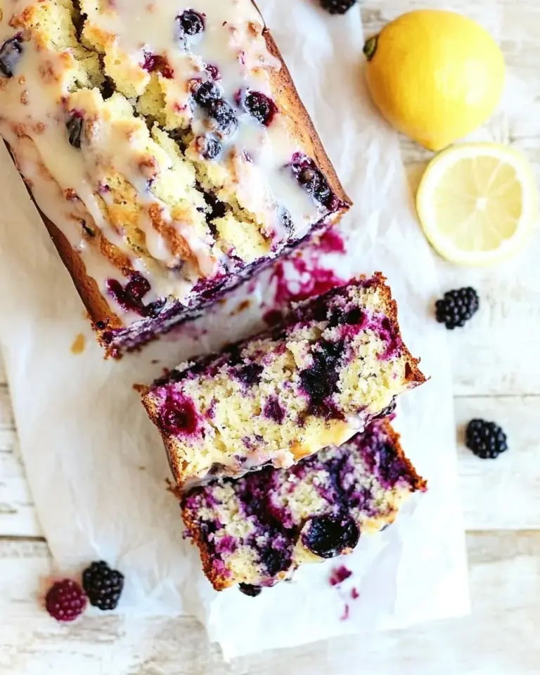 Homemade Triple Berry Banana Bread with Lemon Glaze photo