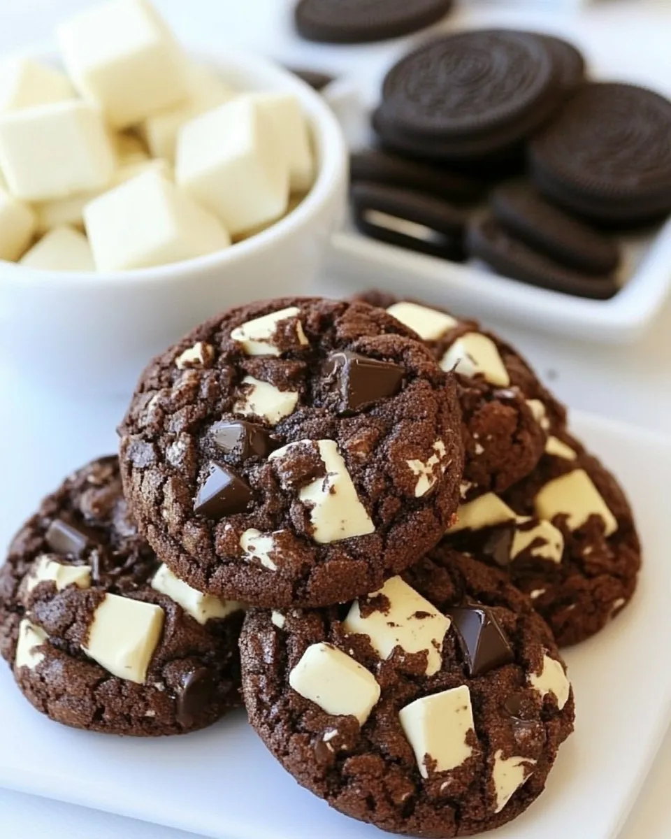Easy Triple Chocolate Oreo Chunk Cookies recipe image