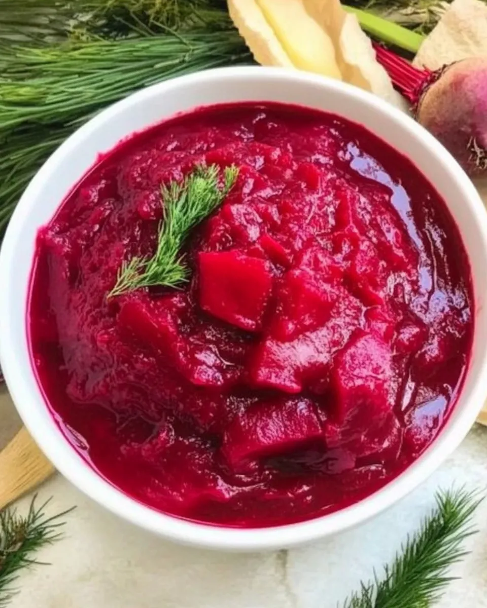 Delicious Tsvikli (Beet-and-Horseradish Relish) plate image