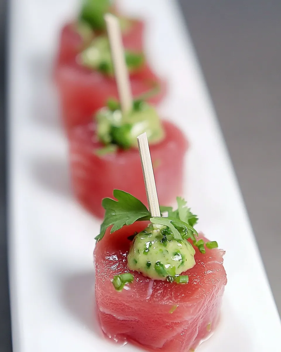 Homemade Tuna Sashimi with Yuzu Dressing & Baby Coriander photo
