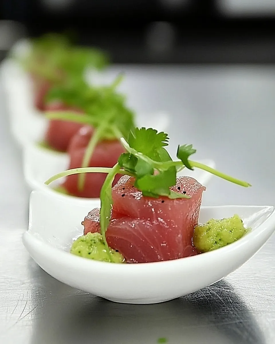 Easy Tuna Sashimi with Yuzu Dressing & Baby Coriander recipe photo