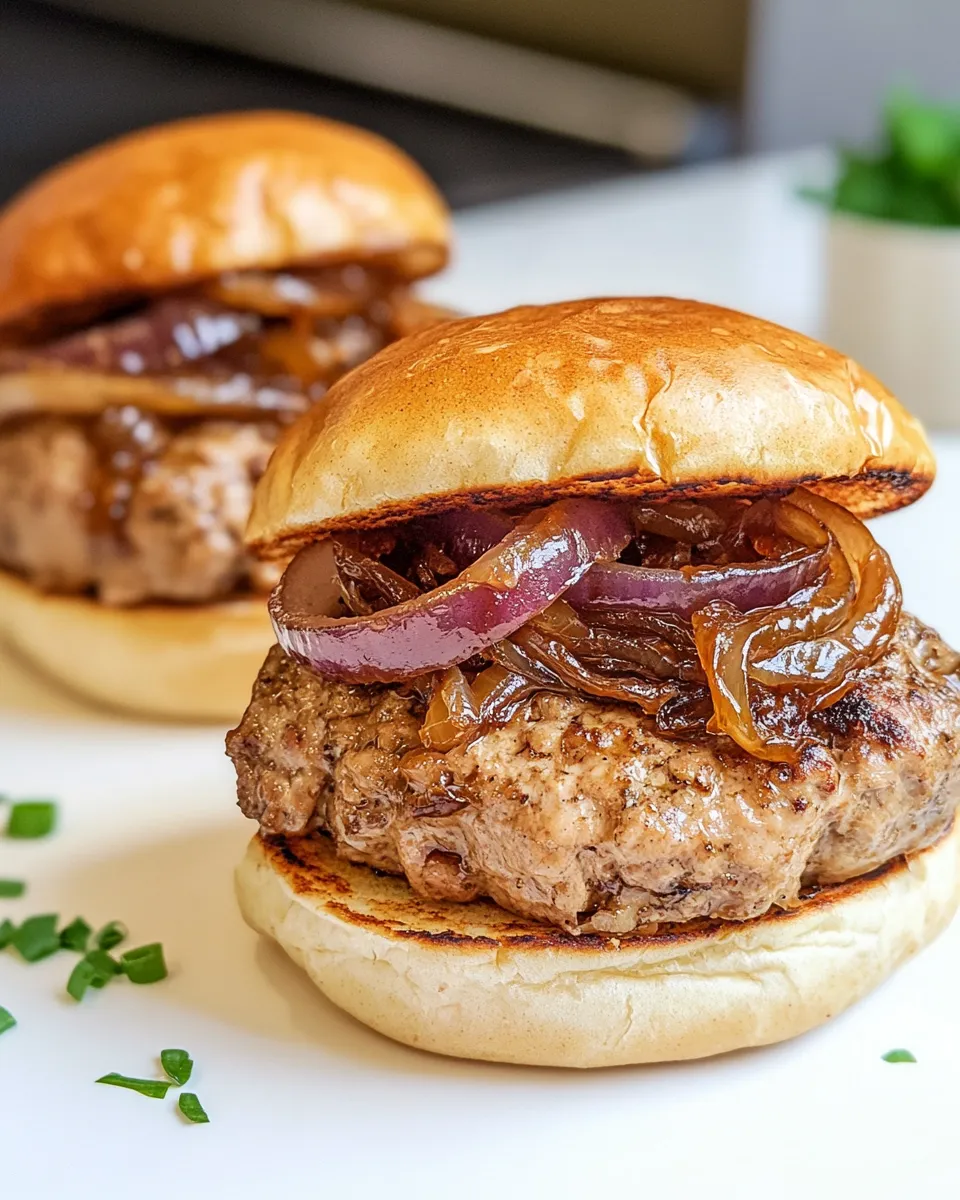 Delicious Turkey Burgers with Caramelized Red Onions plate image