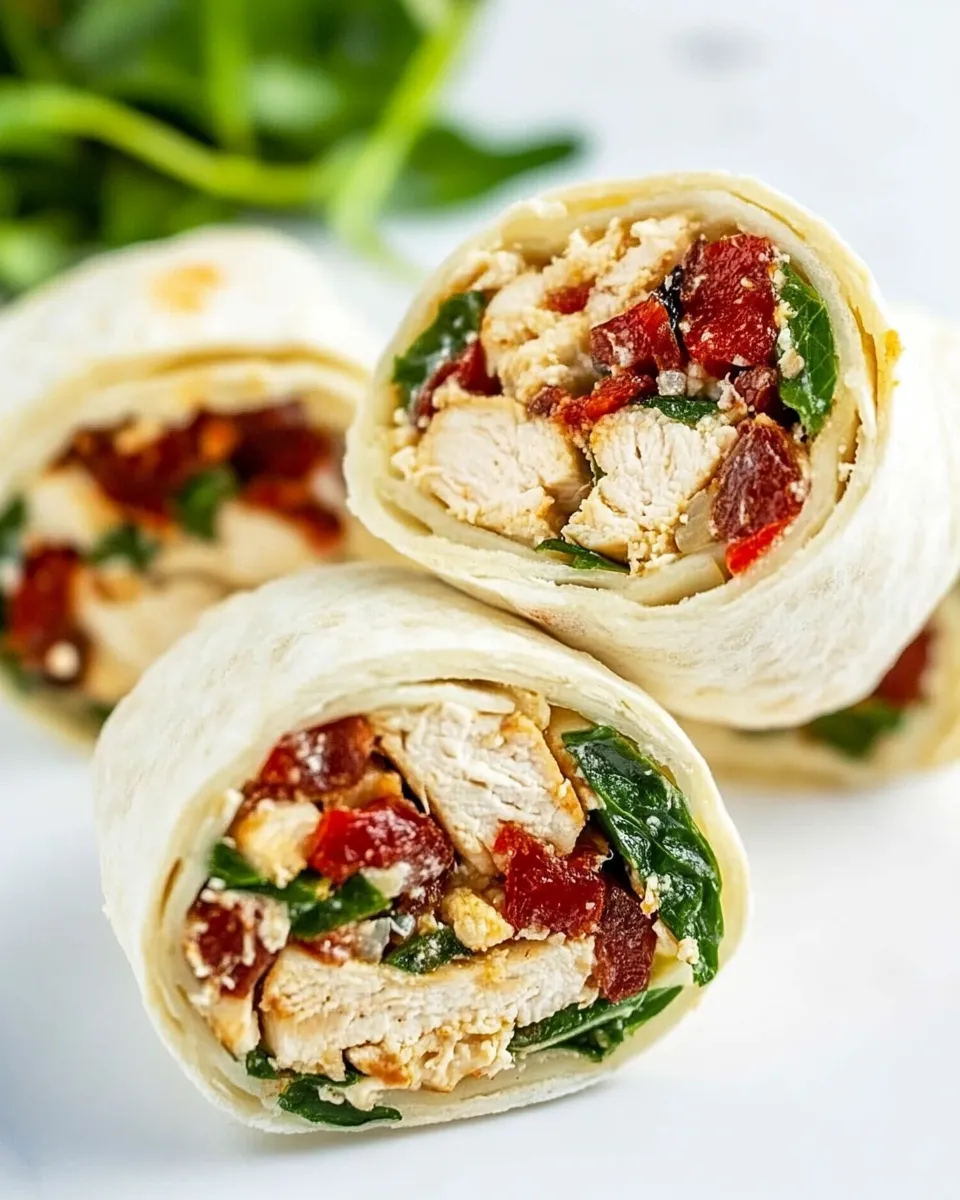 Easy Tuscan Chicken Pinwheels food shot