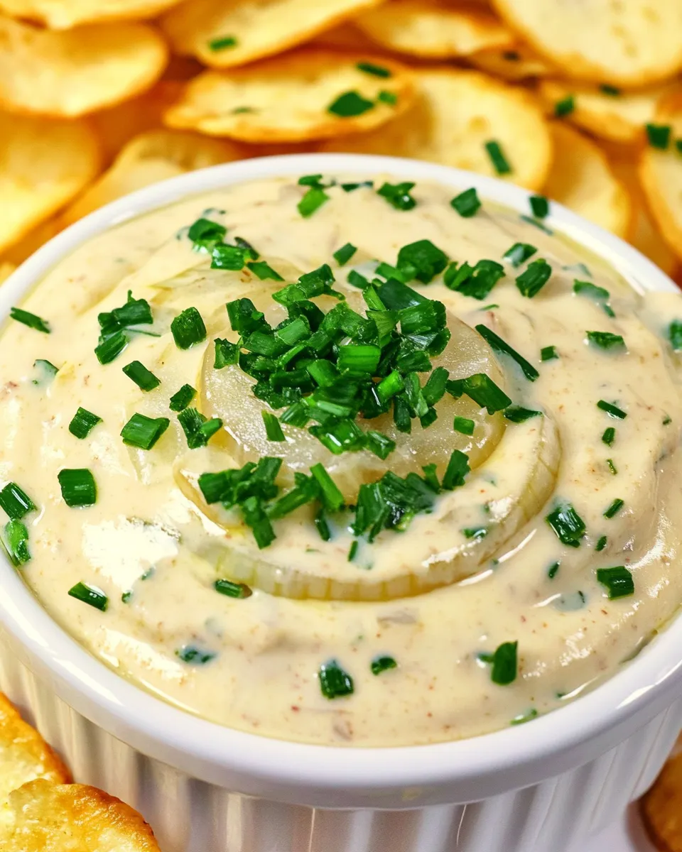 Delicious Vegan Onion Dip food shot