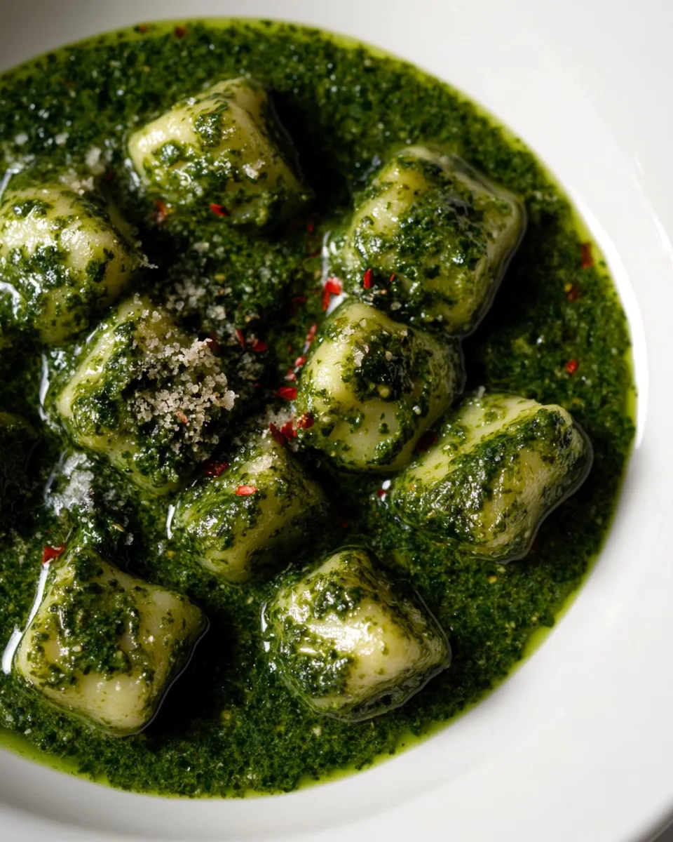 Delicious Vegan Potato Gnocchi with Kale Sauce dish photo