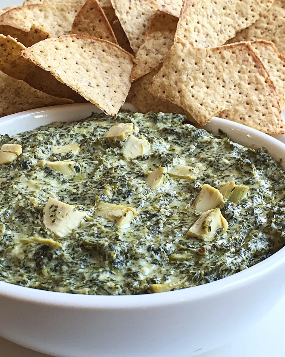 Easy Vegan Spinach and Artichoke Dip plate image