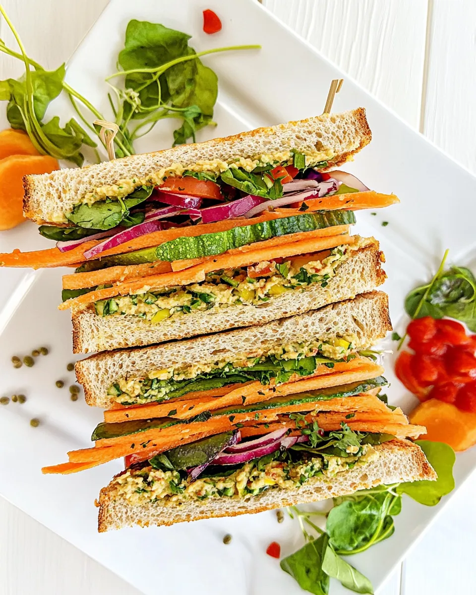 Easy Veggie And Hummus Sandwich food shot