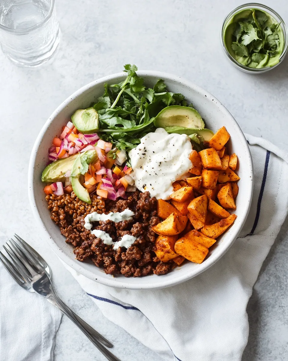 Homemade Viral High-Protein Beef Taco Bowls with Sweet Potato recipe photo