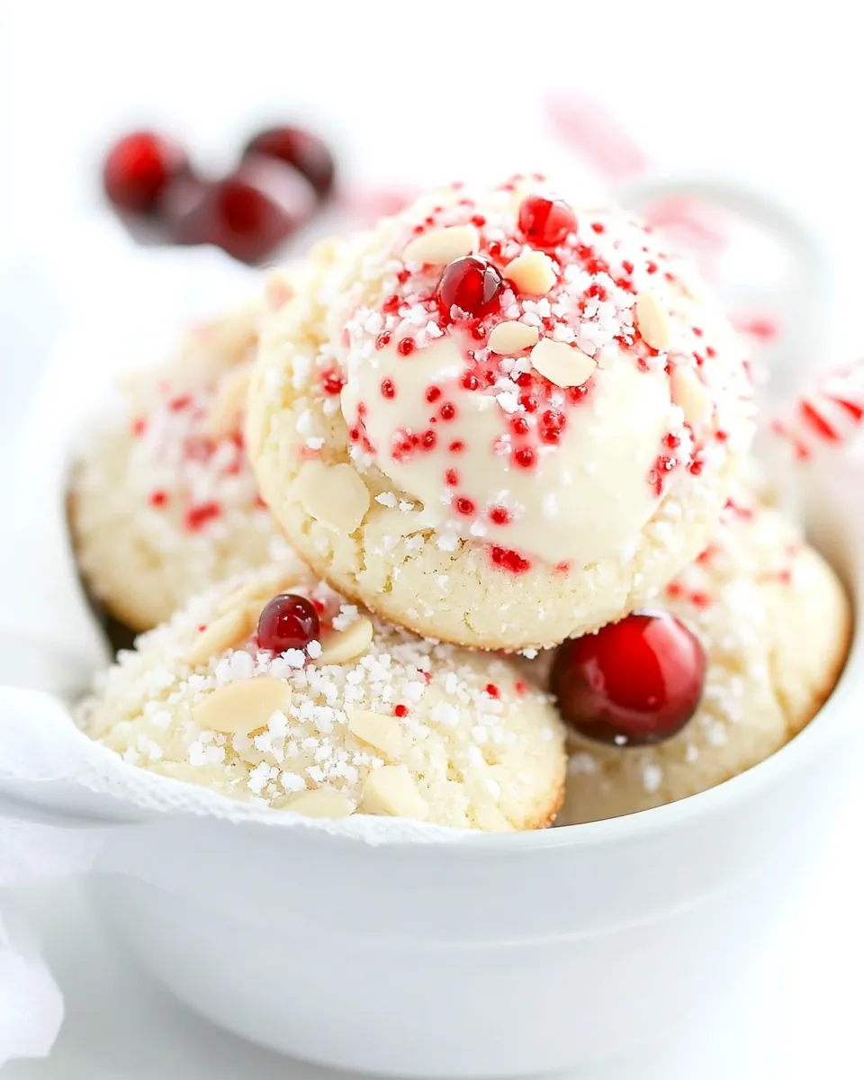 Classic White Chocolate Cherry Almond Shortbread Cookies image