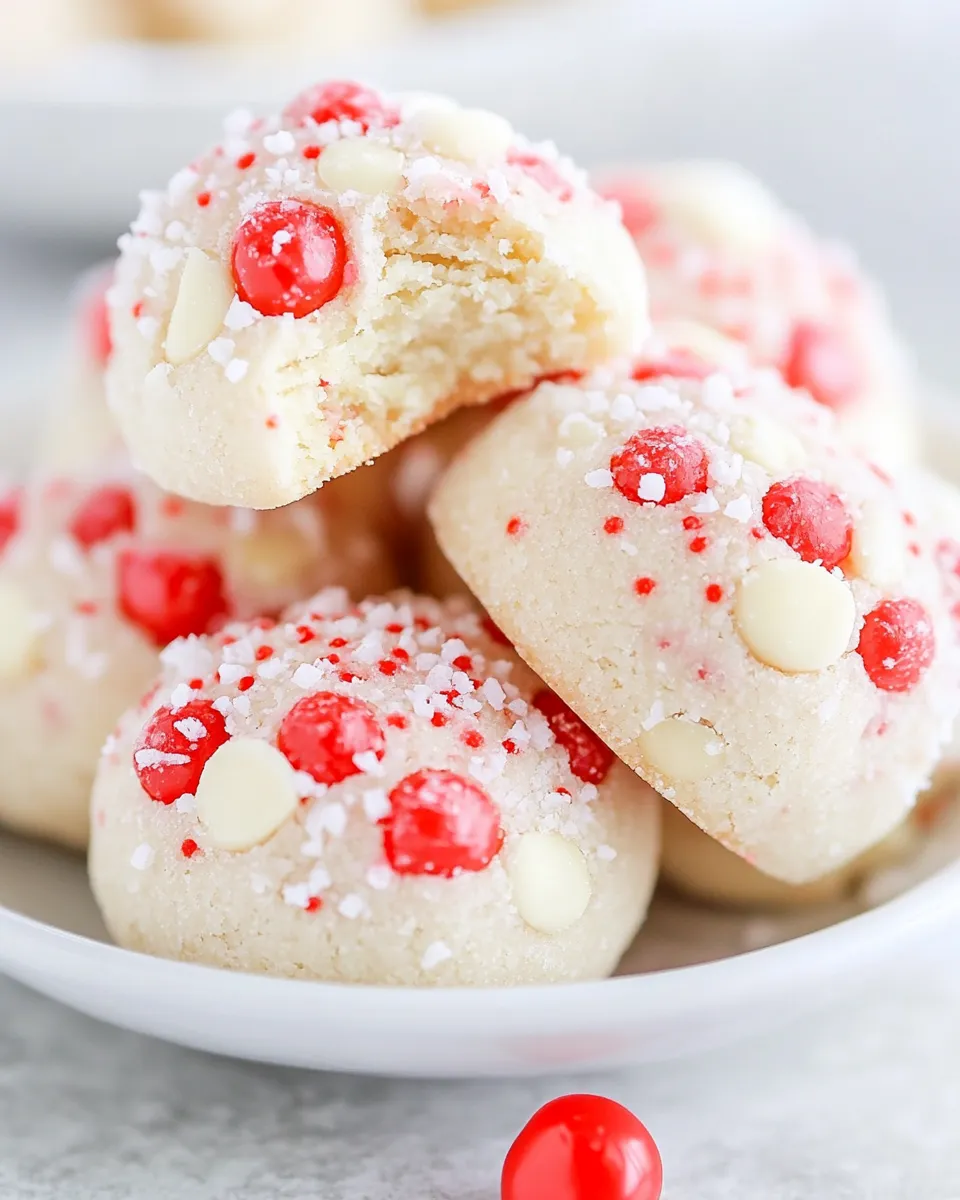 Easy White Chocolate Cherry Almond Shortbread Cookies recipe photo