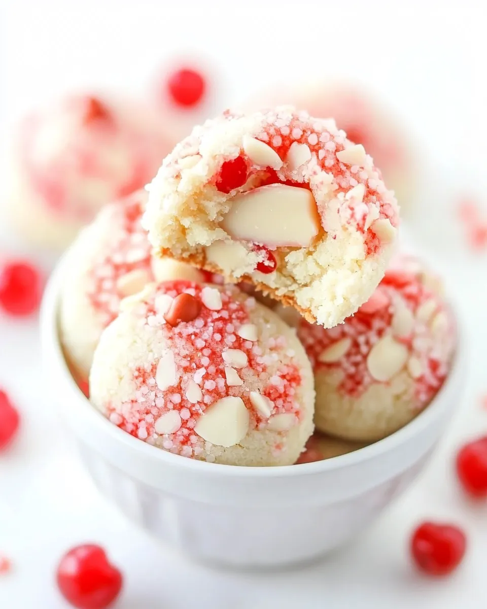 Delicious White Chocolate Cherry Almond Shortbread Cookies dish photo