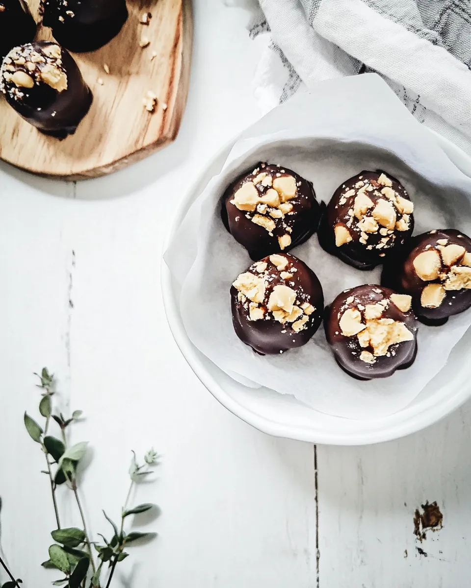 Homemade White & Dark Chocolate Peanut Butter Cookie Dough Bonbons photo