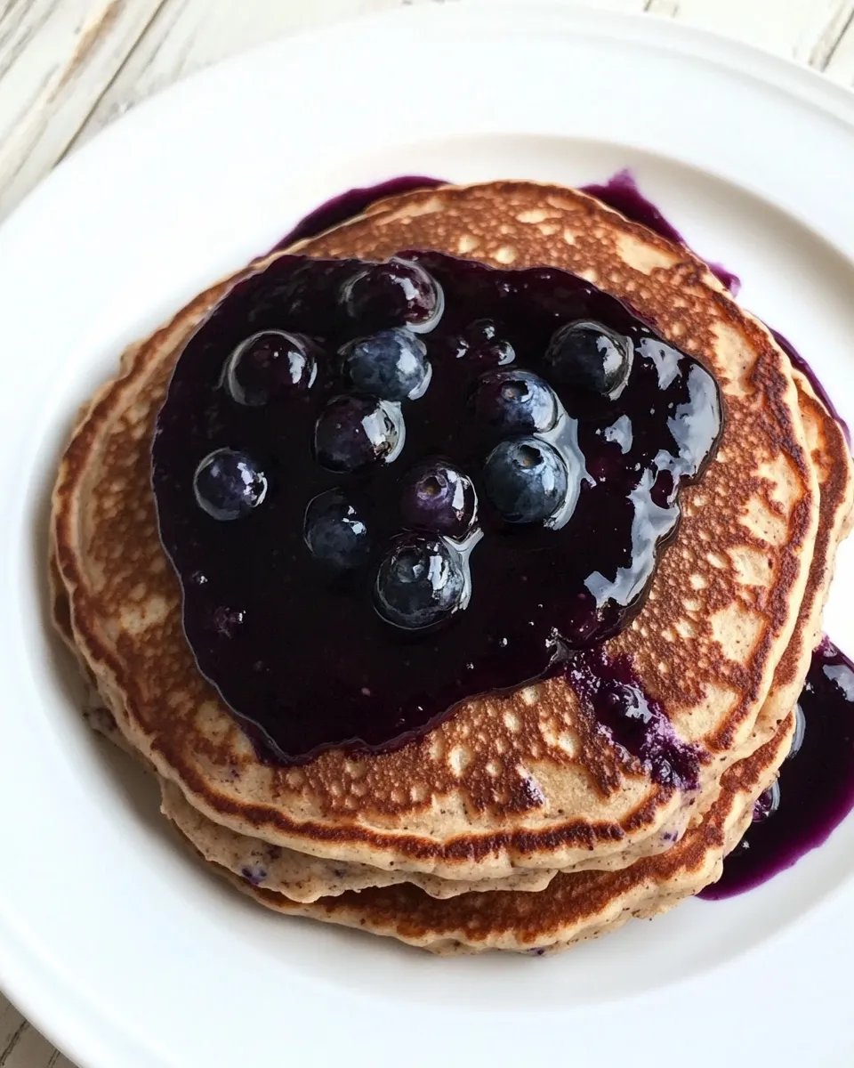 Classic Whole Wheat Kefir Pancakes with Blueberry Sauce recipe image
