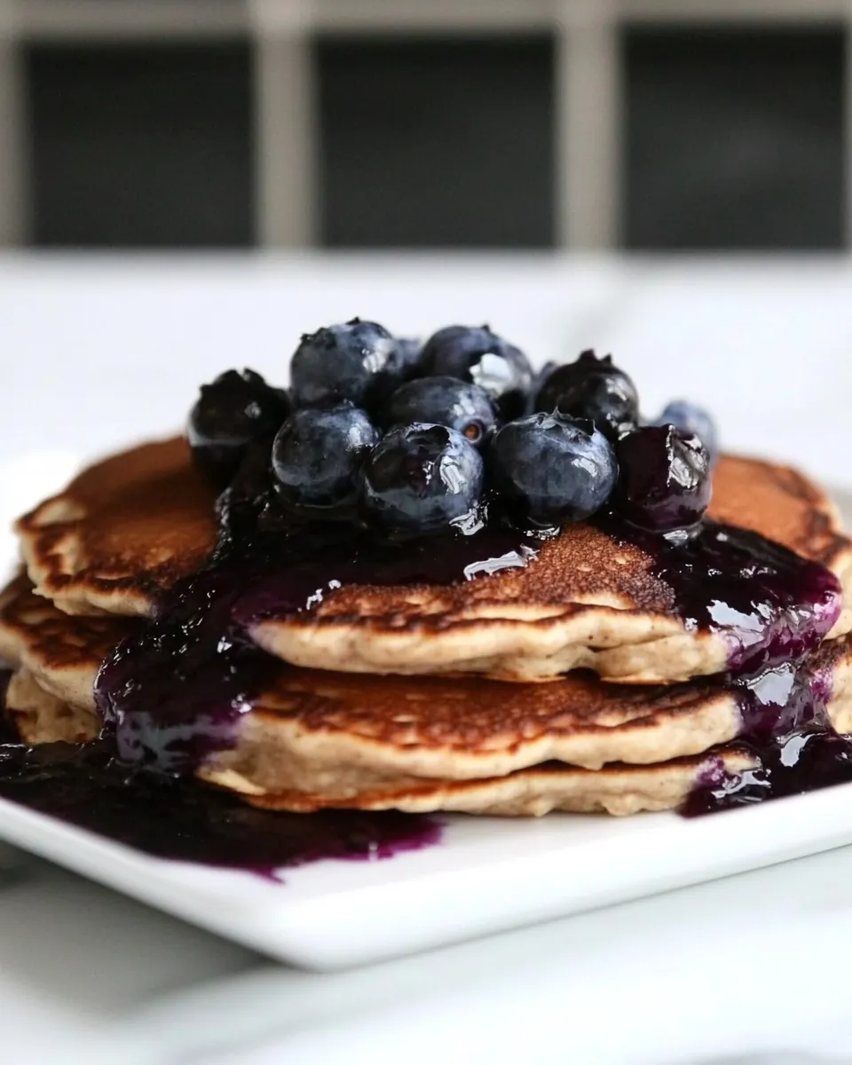 Easy Whole Wheat Kefir Pancakes with Blueberry Sauce dish photo